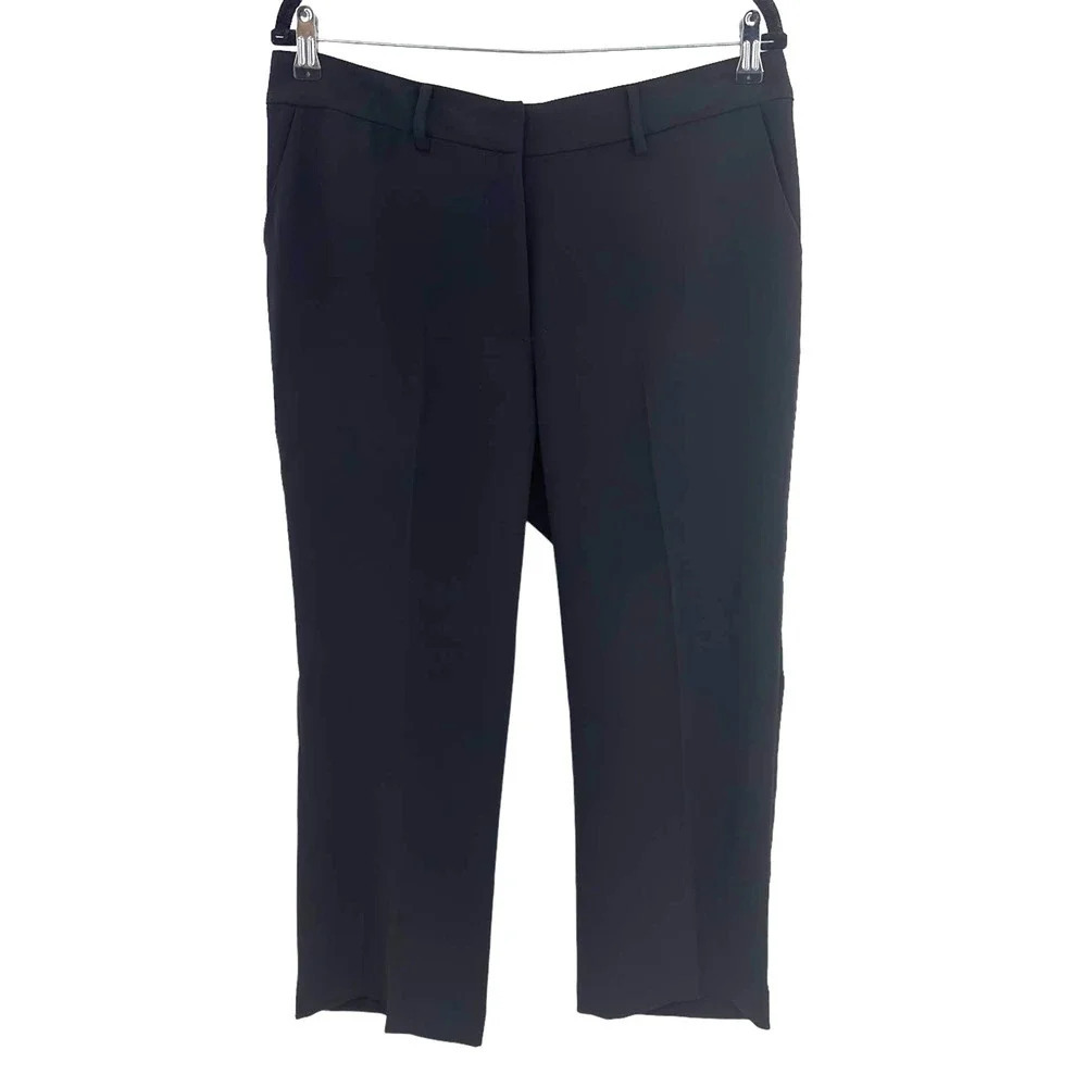 Amanda Uprichard Trouser Dress Pants Cropped Capri Classic Black Size Large